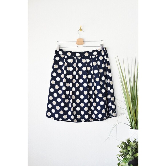 Banana Republic Dresses & Skirts - Banana Republic Mini Skirt Woman's M Navy Polka Dot Pleated Twee Retro Pin Up
